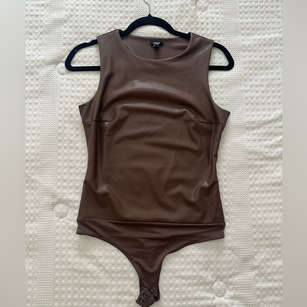 Faux leather bodysuit